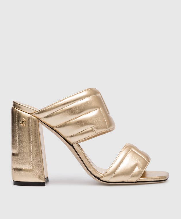 Jimmy Choo Golden leather Themis mules with figured quilting THEMISSANDAL100RBA