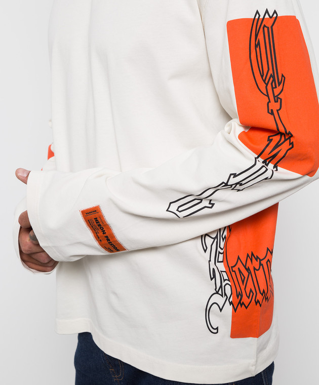 Heron Preston Лонгслив молочного цвета с принтом в готическом стиле HMAB026F22JER002 изображение 5