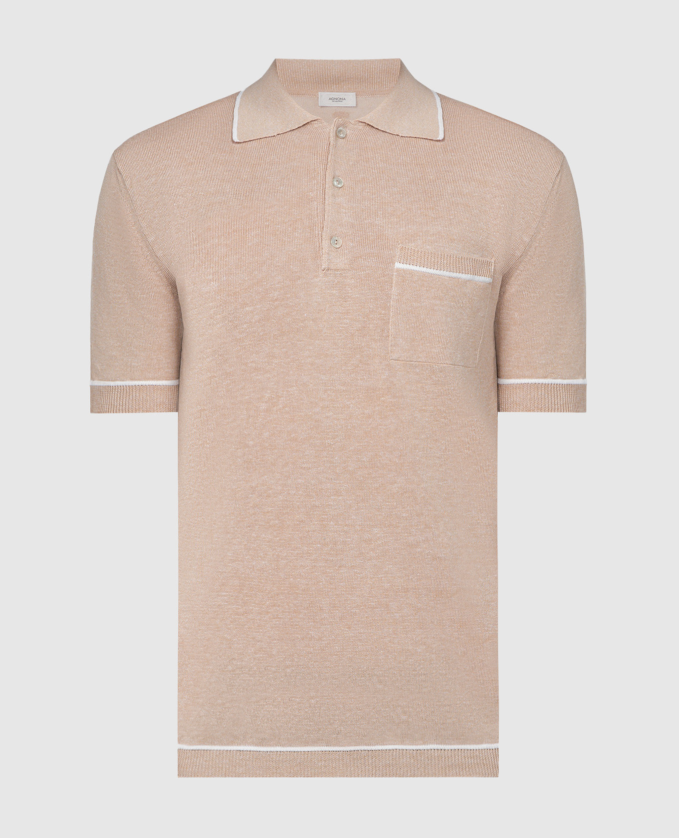 Agnona - Beige linen and silk polo shirt K307U250L1808 - buy with