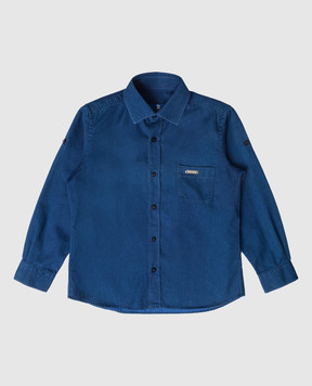 Stefano Ricci Детская синяя рубашка с металлическим логотипом YC003197EX1500