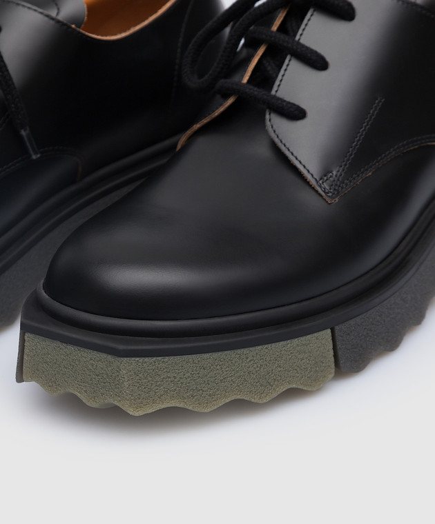 Off-White Чорні шкіряні туфлі з тисненням логотипу OMIF013S22LEA001 зображення 4