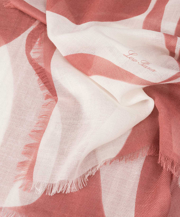 Loro Piana Рожевий шарф із кашеміру та шовку з принтом FAM0820 зображення 3