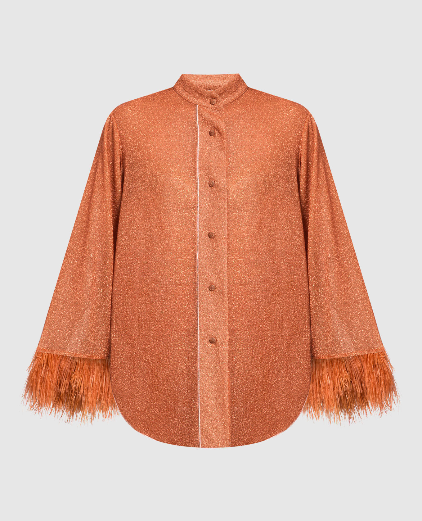 Оранжевая блуза HS22 Lumiere Plumage со страусиными перьями