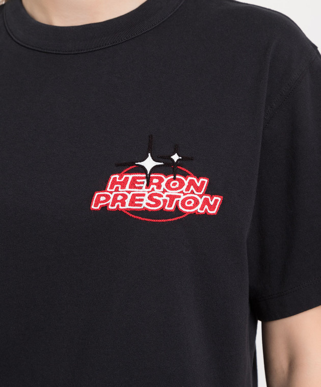 Heron Preston Black t-shirt with logo embroidery HWAA032S23JER001 image 5
