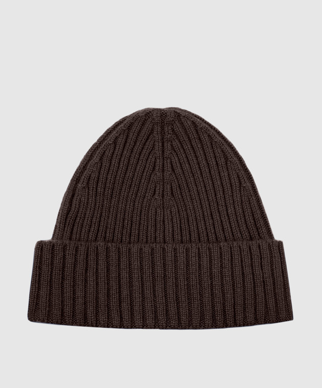 Cashmere&Whiskey Brown ribbed cashmere hat 201C image 3