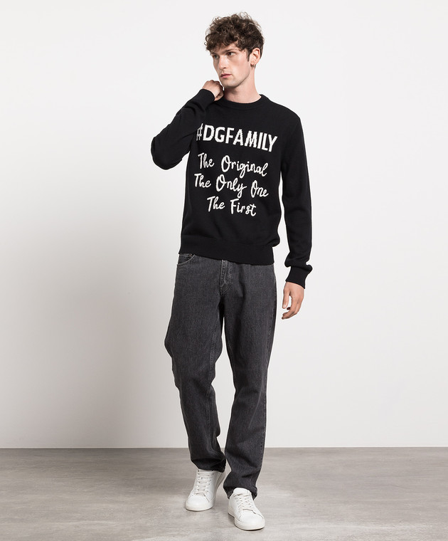 Dolce&Gabbana Black sweater made of wool with embroidery GX399ZJAVNV image 2