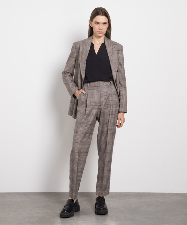 Brunello Cucinelli Brown checked pants with a monil chain MP537P8422 image 2