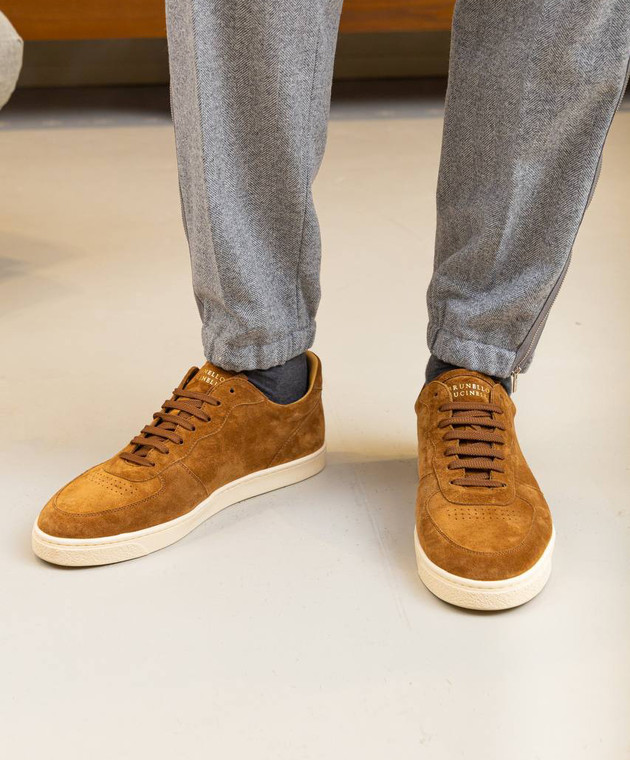 Brunello Cucinelli Коричневі замшеві кеди MZUSILN272 зображення 7