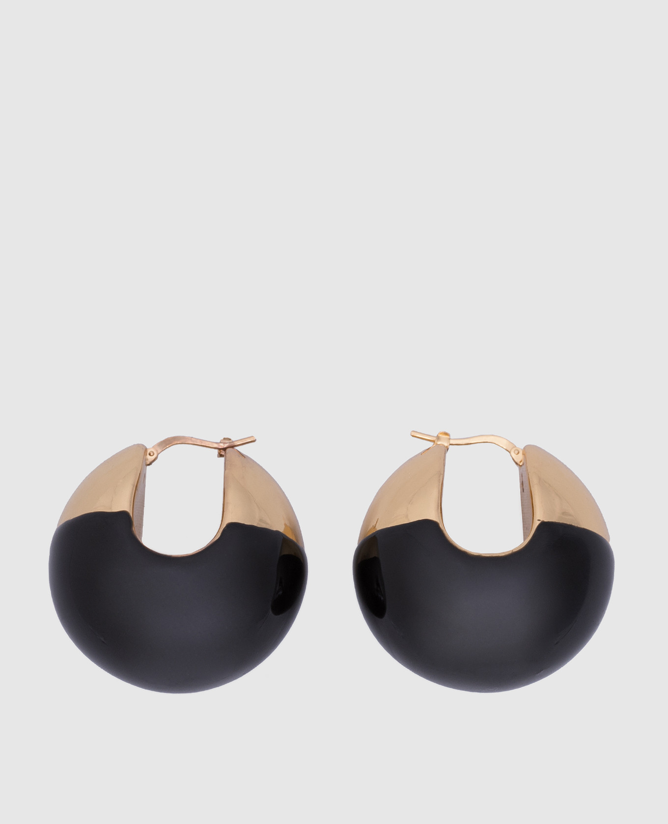 Black Boule earrings with 24k gold plating
