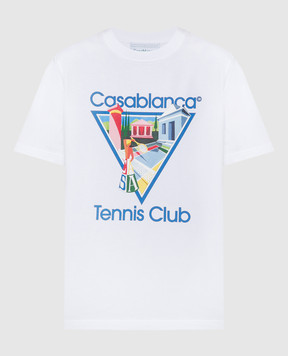 Casablanca Біла футболка з принтом Tennis Club UMF23JTS00122w