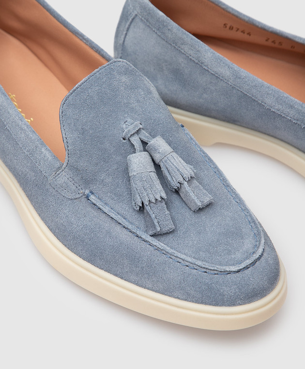 Santoni Синие замшевые лоферы WUYA58744TISNPYL изображение 5