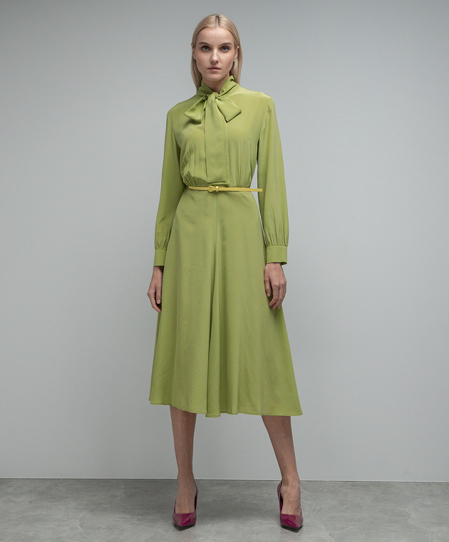 Max Mara Зеленое платье миди Revere из шелка REVEREbelt изображение 3