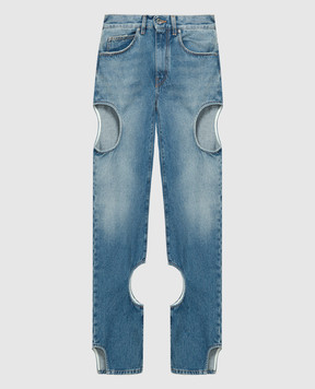 Off-White Синие джинсы с фигурными вырезами OWYA058C99DEN001