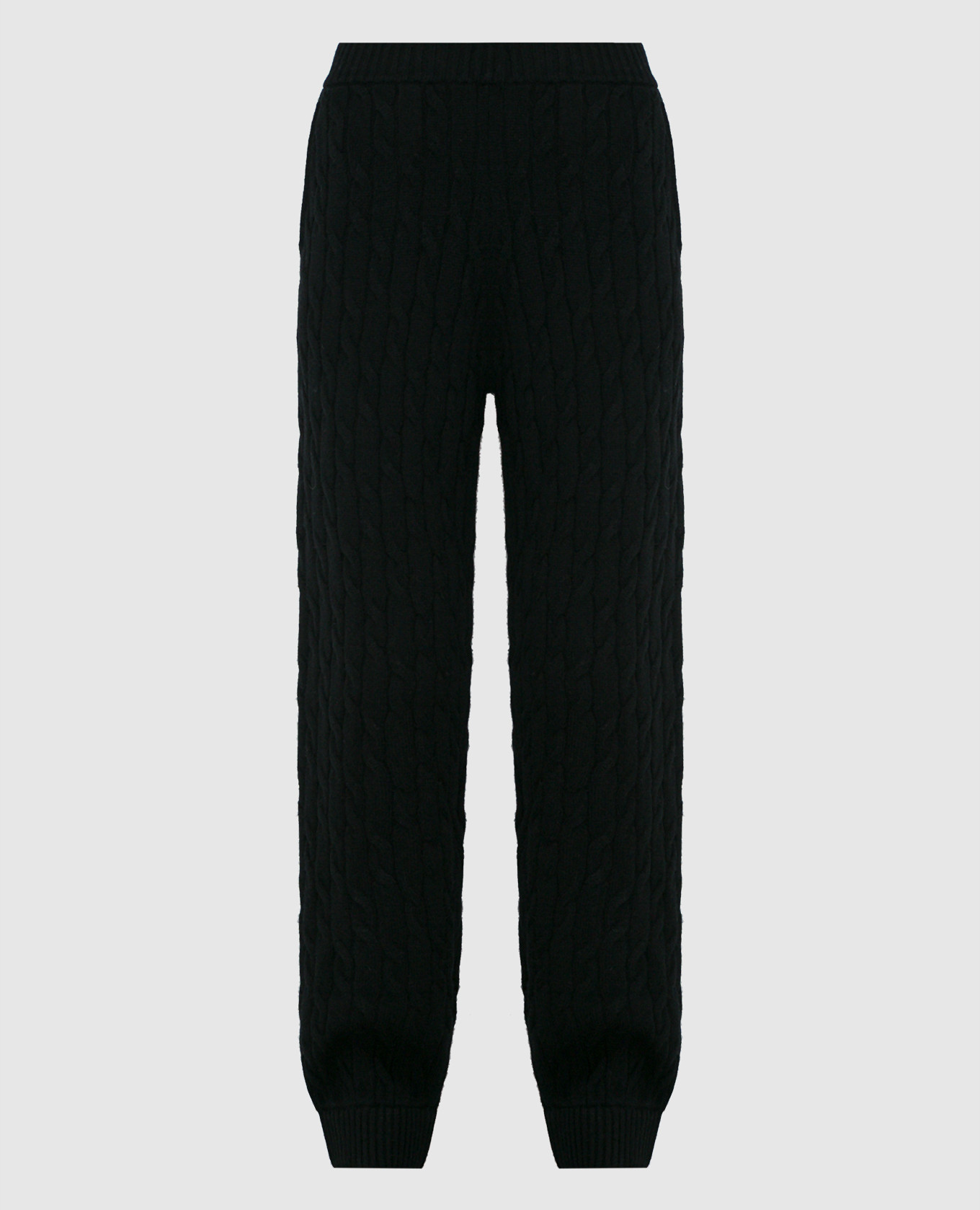 Black joggers made of wool in a textured pattern