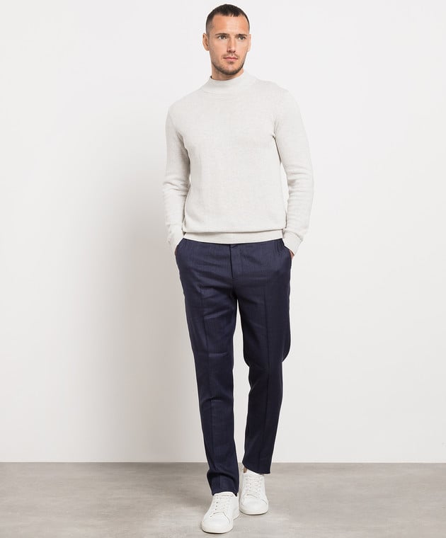Peserico Blue linen and wool chinos R54595N05819 image 2