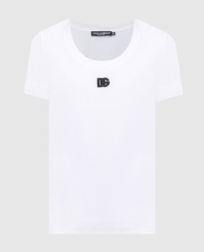 Dolce&Gabbana Біла футболка з нашивкою логотипа DG F8U71ZFUEEY