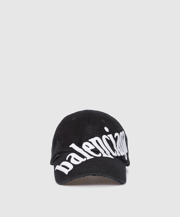 Balenciaga Чорна кепка з контрастною вишикою логотипу 680738410B2w