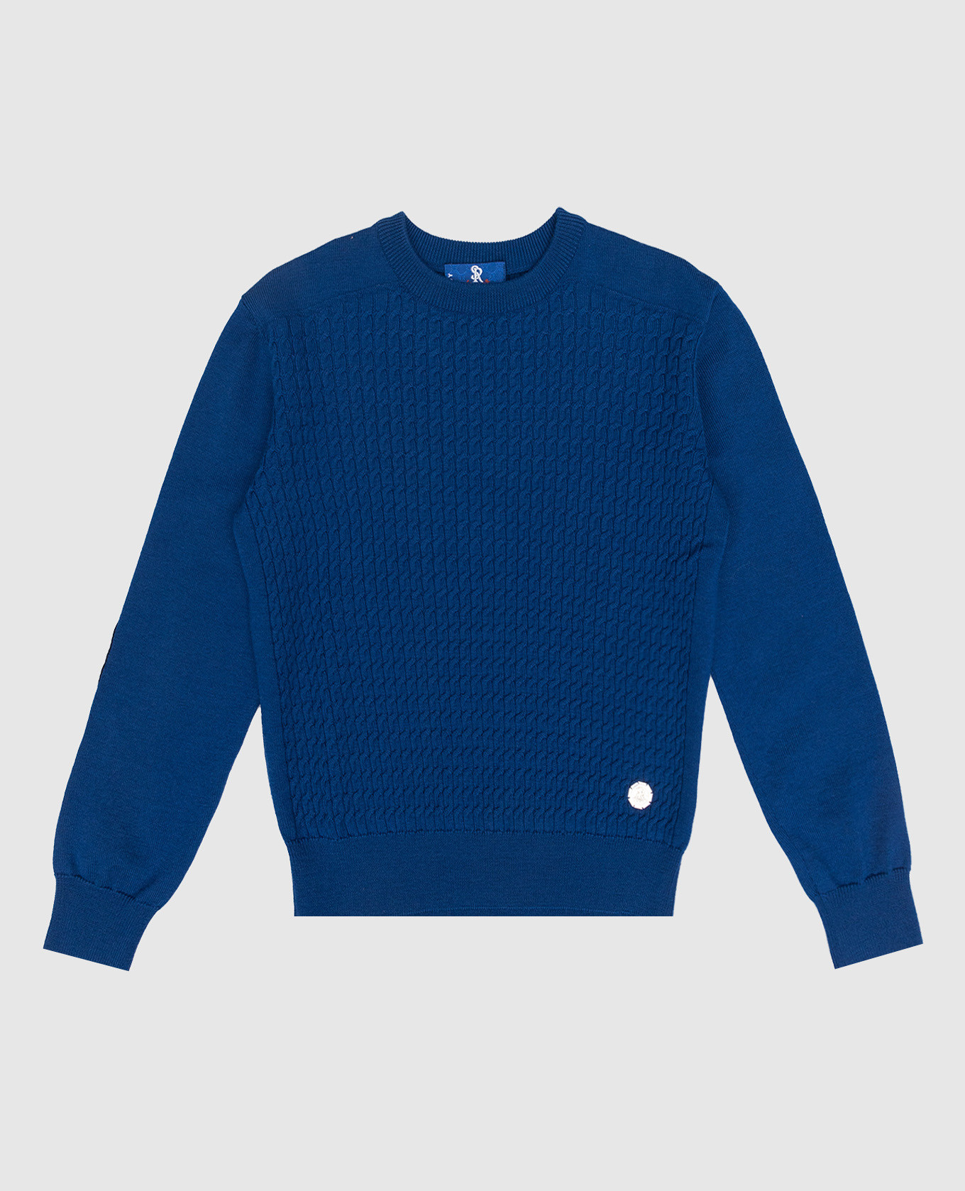 Children's blue jumper made of wool in a textured pattern