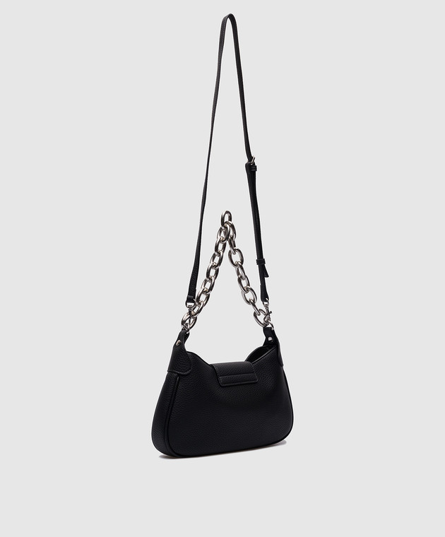 Black hobo bag with metal logo