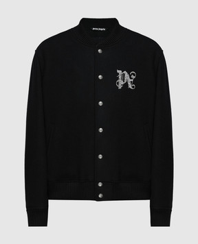 Palm Angels Черная куртка с шерстью с вышивкой монограммы PMEK003R24FAB001