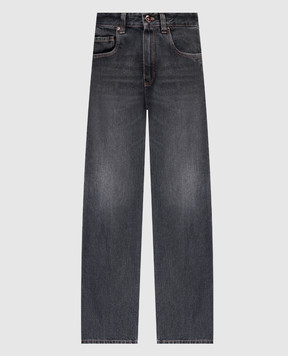 Brunello Cucinelli Сірі джинси з ефектом потертості з ланцюжком моніль MA095P5808