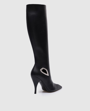 Off-White Черные кожаные сапоги Crescent с металлическим элементом OWIE040F23LEA001