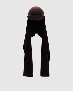 Yves Salomon Бордова шапка з шарфом з вовни і кашеміру 24WAA501XXMACL