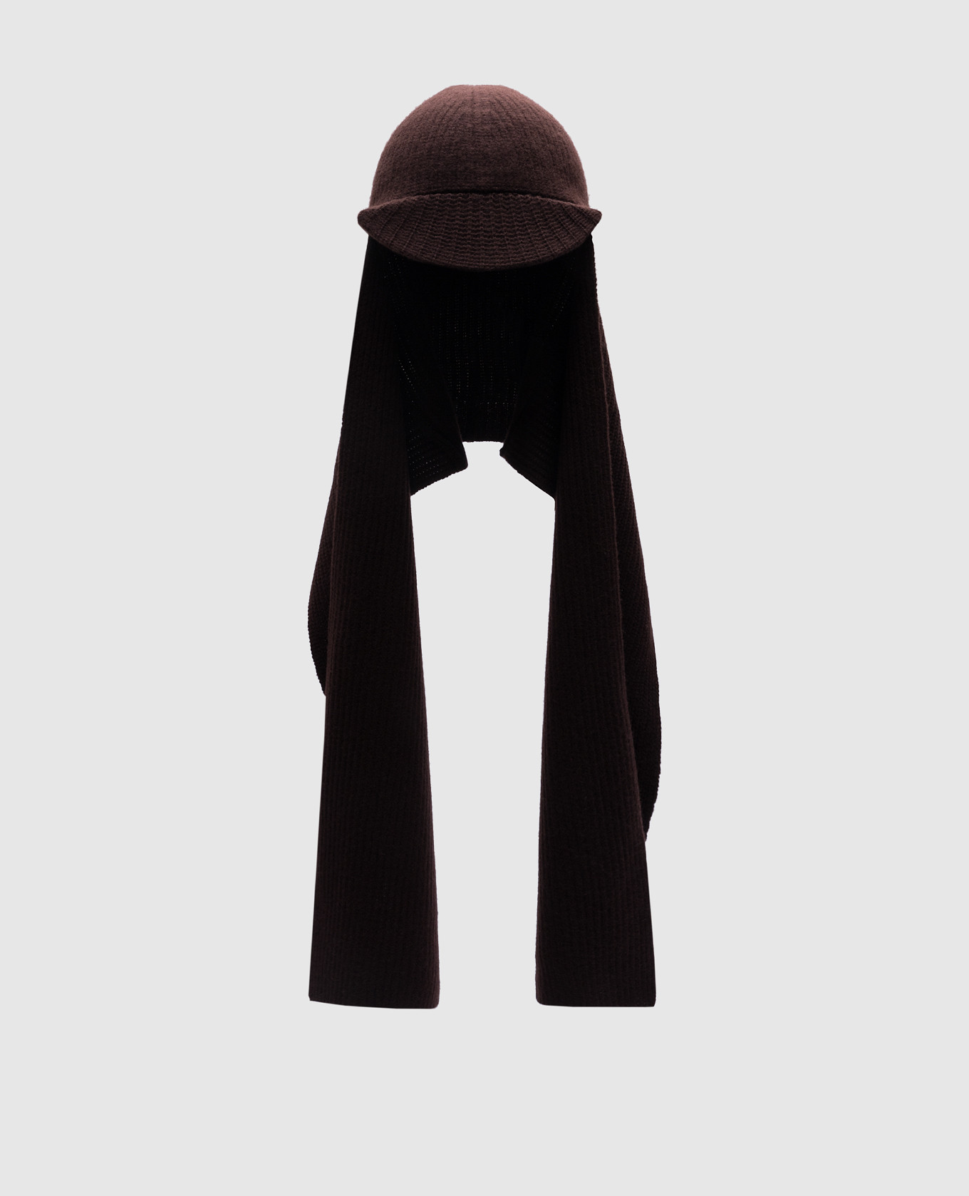 Бордовая шапка с шарфом из шерсти и кашемира