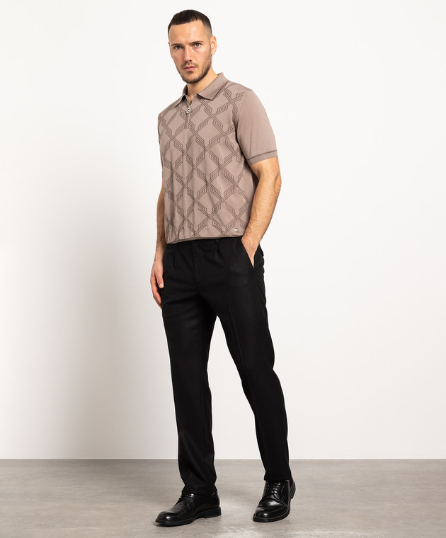 Stefano Ricci Коричневое поло в текстуре с логотипом K818046P31F23174 изображение 2