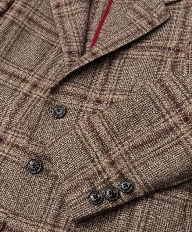 Stefano Ricci Checked wool, silk and cashmere children's dark beige blazer Y1RSGD2200WKC02A image 3