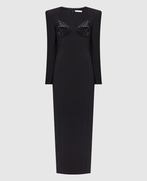 AREA Чорна сукня-бюстьє з кристалами 2204D46150
