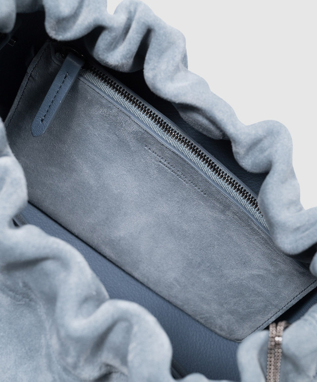 Brunello Cucinelli Голубая замшевая сумка Soft с логотипом MBDLD2570 изображение 4