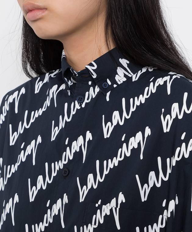 Balenciaga Платье с контрастным принтом логотипа 576677TLLJ4 изображение 5