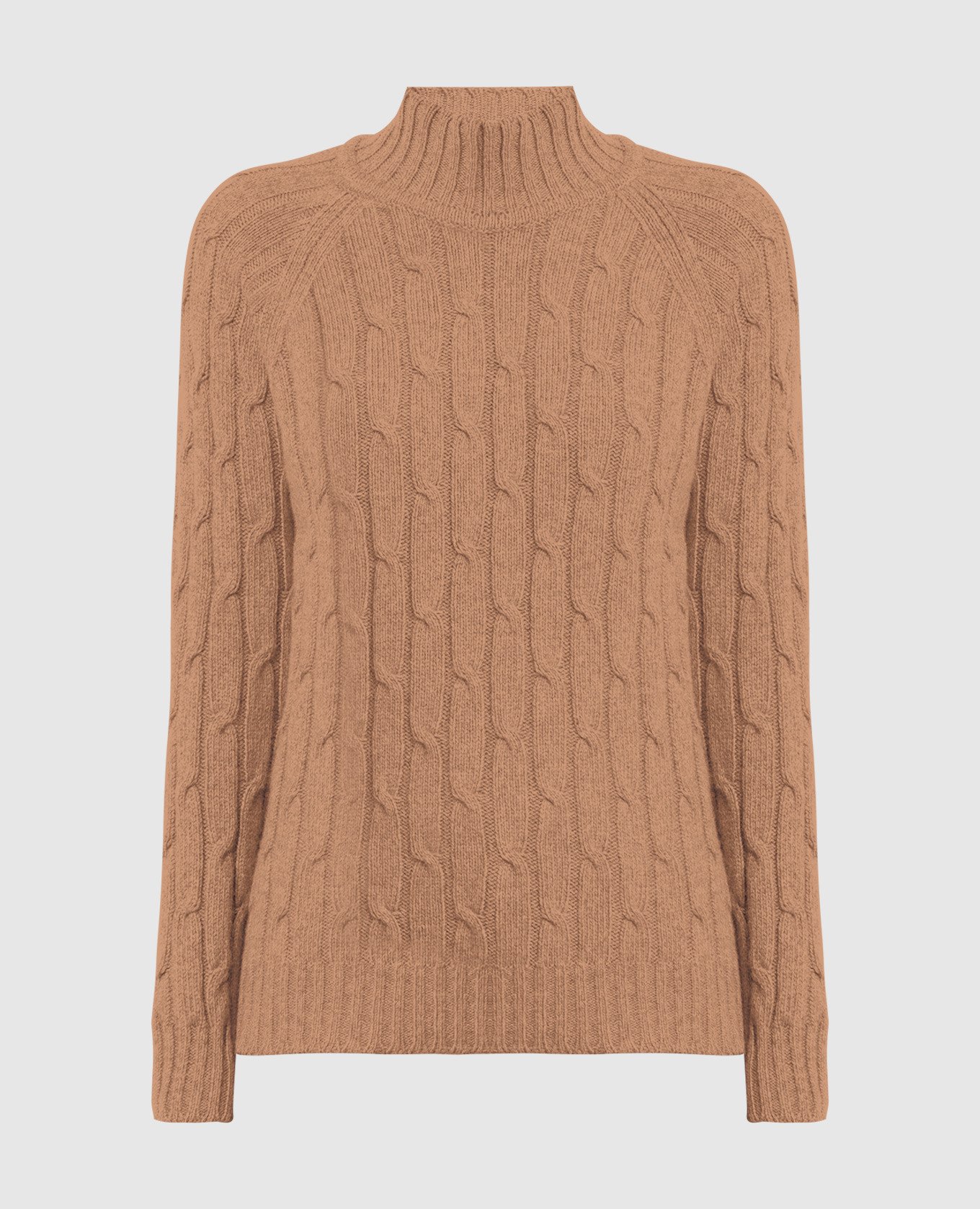 Коричневый свитер из кашемира с фактурным узором