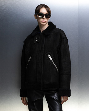 Off-White Чорна дублянка з акцентними швами OWJL001F23LEA001