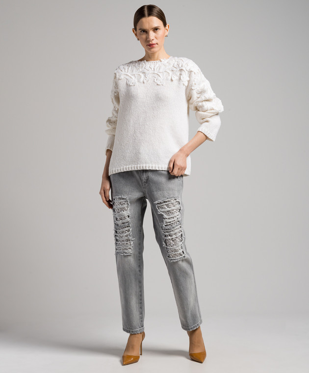 Ermanno Scervino Gray cropped jeans with slits D437P701CTGFV image 2