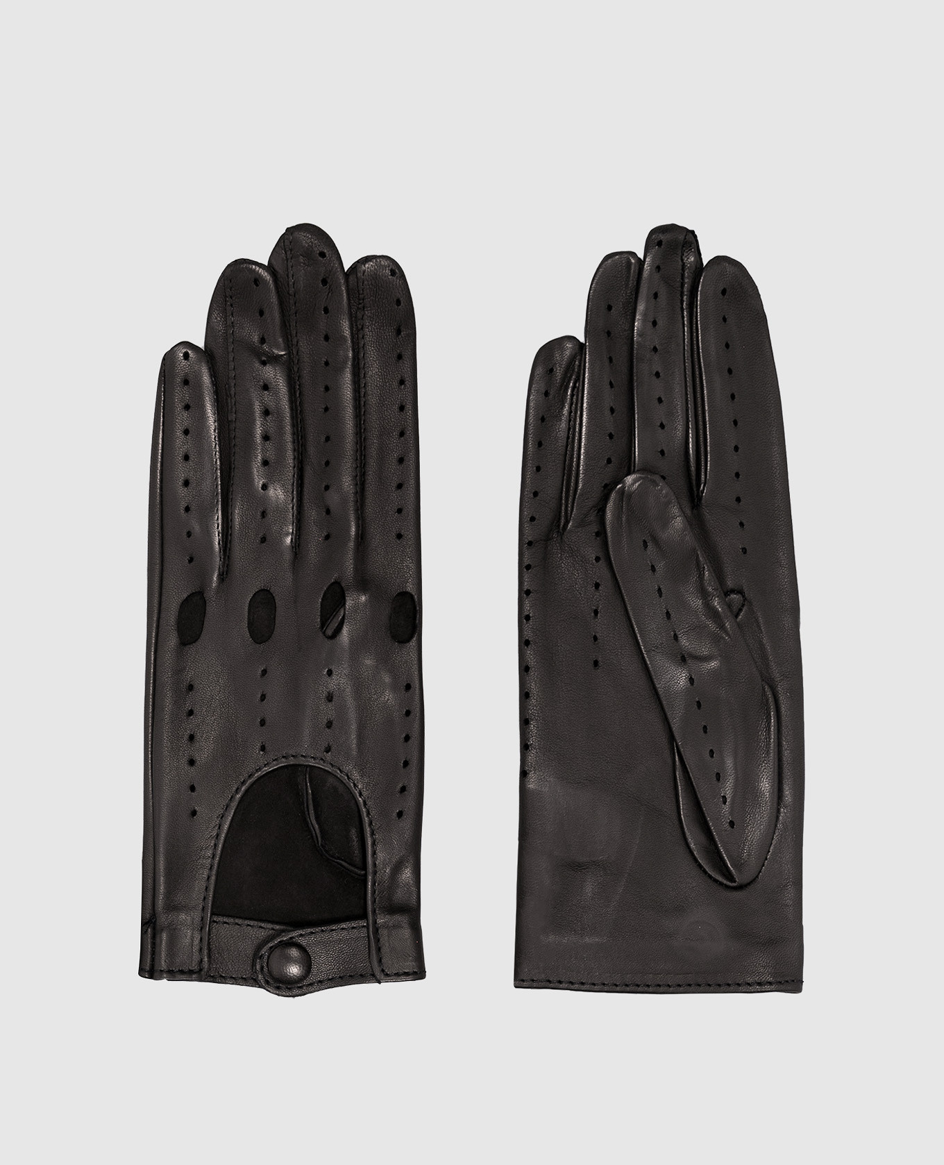 Черные кожаные перчатки с перфорацией