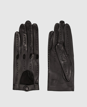 Sermoneta Gloves Черные кожаные перчатки с перфорацией AD