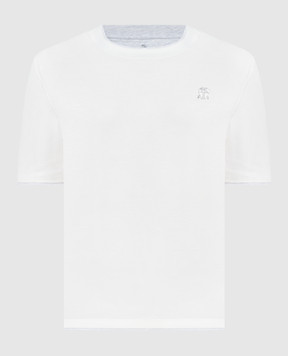 Brunello Cucinelli Біла футболка з вишивкою емблеми логотипа M0B137427G
