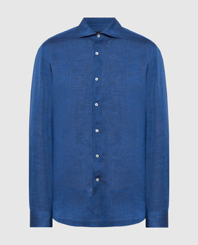 Enrico Mandelli Синяя рубашка из льна MAESTR5141