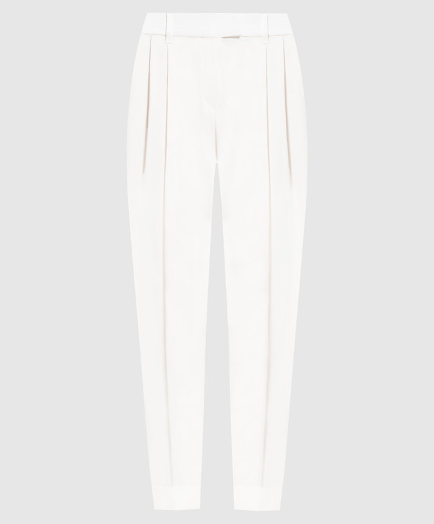 Brunello Cucinelli White pants with monil chain MF591P8254