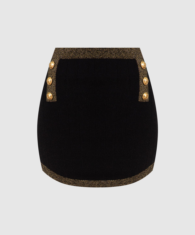 Balmain Black mini skirt with lurex AF1LB189KD74