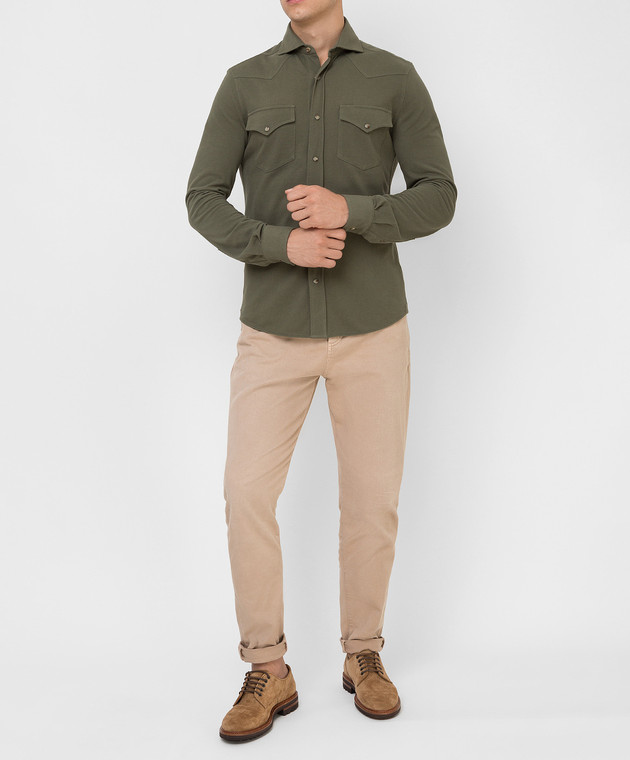 Brunello Cucinelli Зеленая рубашка M0T636666 изображение 2