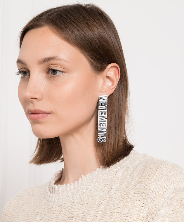 Vetements Silver earrings with a logo UE54ER120S image 2