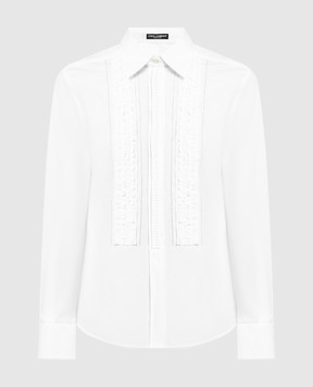 Dolce&Gabbana Белая блуза с рюшами F5K47TFUEAJ