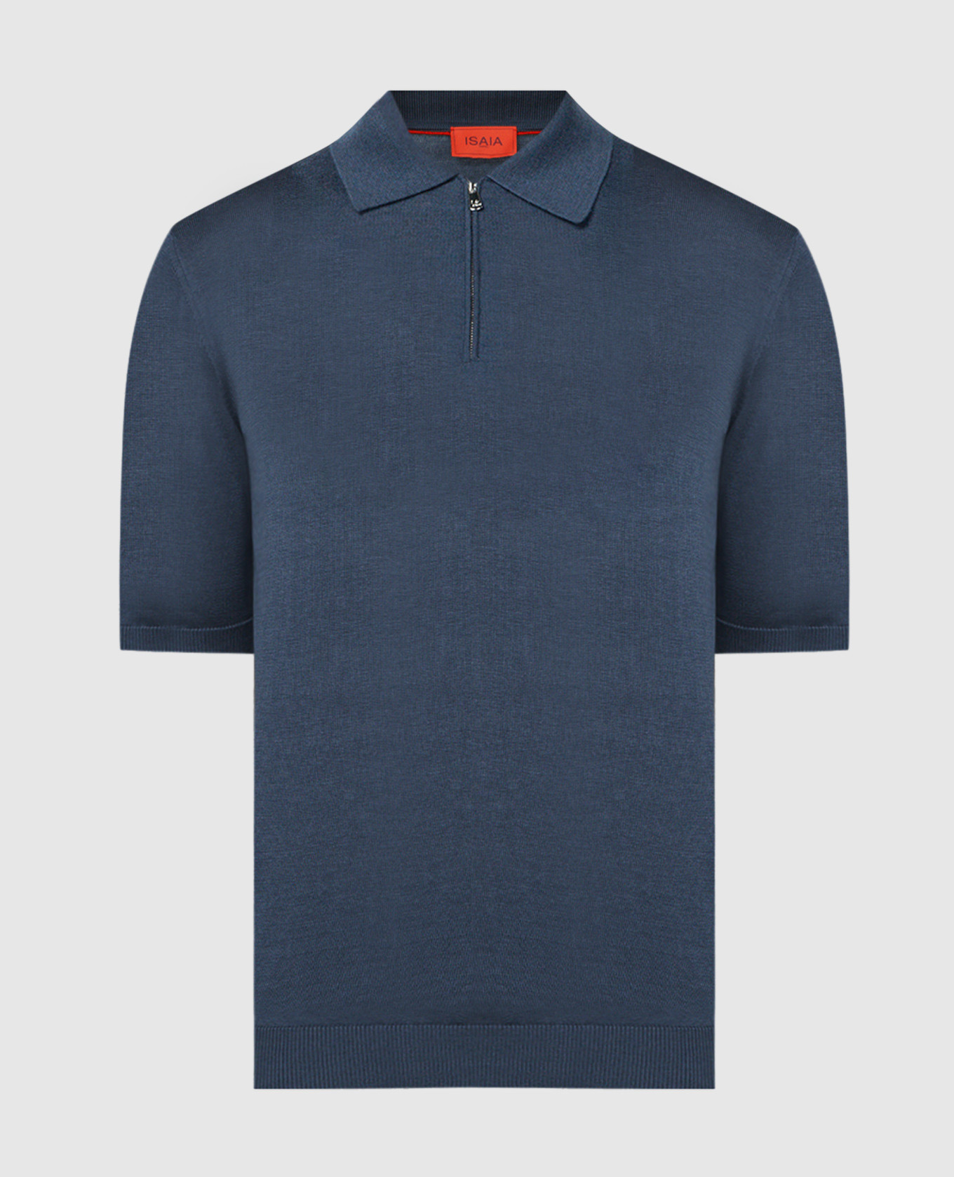 Blue wool polo with logo embroidery