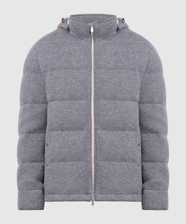 Brunello Cucinelli - Серый стеганый пуховик из кашемира M221P209