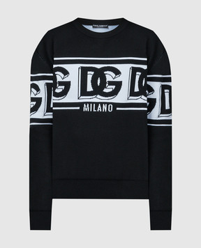 Dolce&Gabbana Чорний светр з вовною з візерунком логотипа GXM96TJEMK9