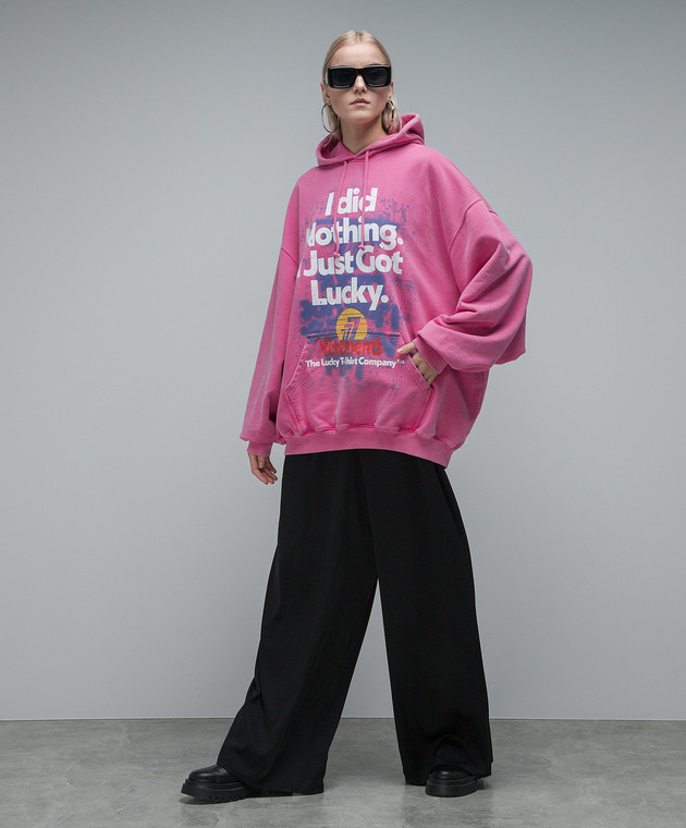 Vetements Pink hoodie with a print UE54HD540Hw image 2