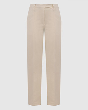 Brunello Cucinelli Бежеві штани з льоном з ланцюжком моніль MH579P8587